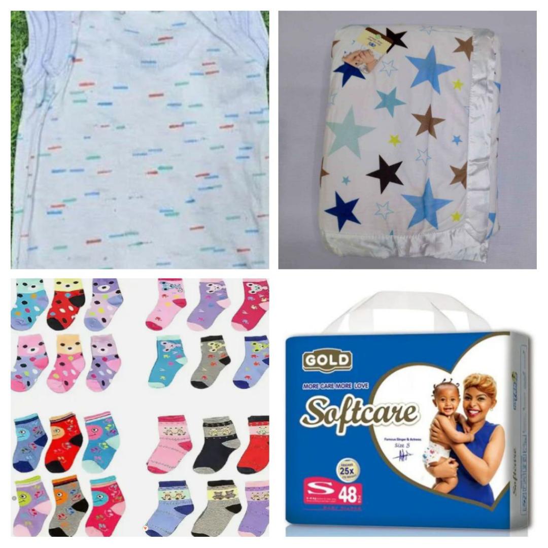 Soft care baby diapers,Small size 48 pieces + warm baby blanket+ 3 newborn socks +2 newborn vests