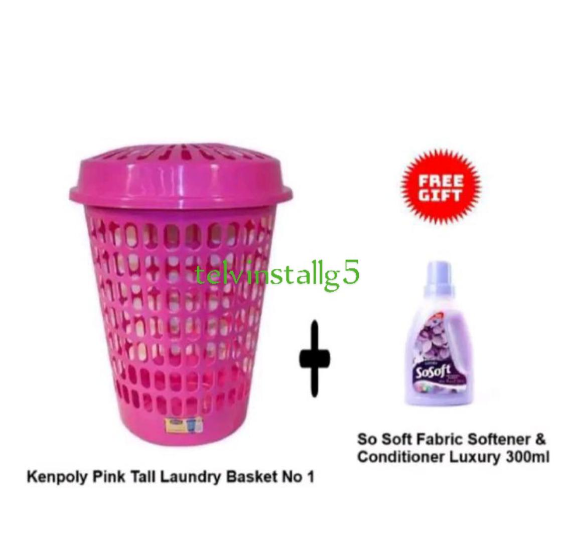 Kenpoly Tall Laundry basket no.1 + free so soft fabric softener conditioner gift