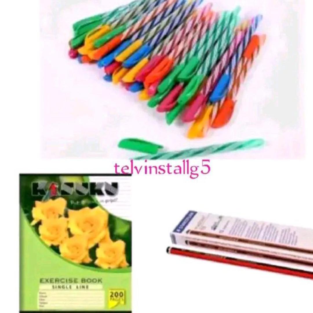 PRICE DROP BACK TO SCHOOL OFFER OFFER (FREE OFFER 3 Rubbers + 2 sharpeners) 24(A5 kasuku exercise books) 200pages ,20 single line, 4 squared+40 Ball pens(30 blue,5 black,5 red)+20 HB pencils