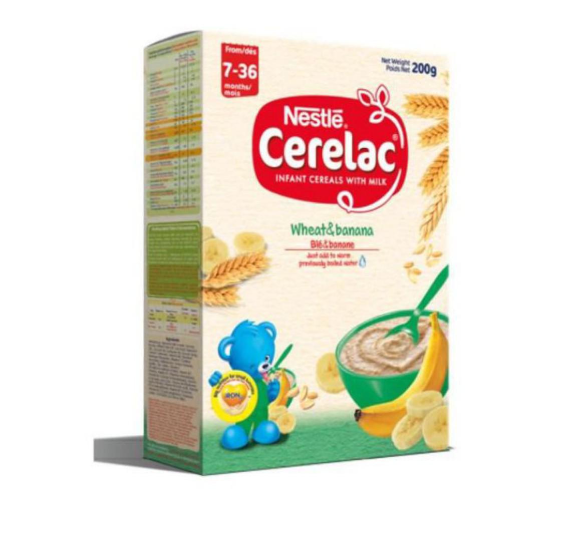Nestle Cerelac::::wheat Cerelac or wheat and banana celerac (50g,200g,400g)Rich in Iron, vitamins , minerals and fatty acids.