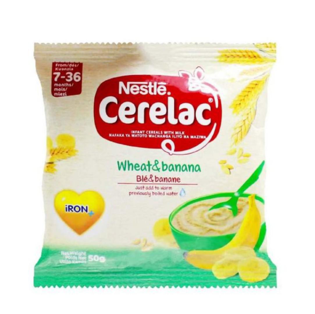 Nestle Cerelac::::wheat Cerelac or wheat and banana celerac (50g,200g,400g)Rich in Iron, vitamins , minerals and fatty acids.