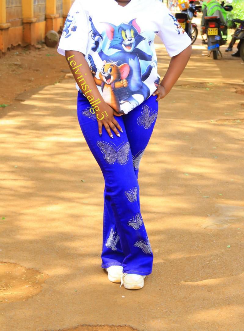 BUTTERFLY mummy jeans+ Cartooned V shaped Top for Girls and LADIES ( feel free to chat seller