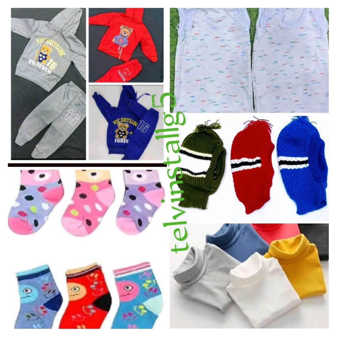 KIDS COLD protective pack::Warm Hooded baby suit + cotton kids fullneck+ knitted Monkey face( Boshori)+cotton vest+ baby socks,,Boy and girls warm packed set