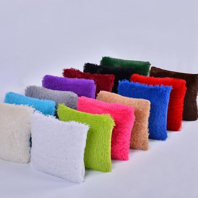 Home Deco Fluffy Plush Throw Pillow Case Cushion Covers - 18'' x 18''