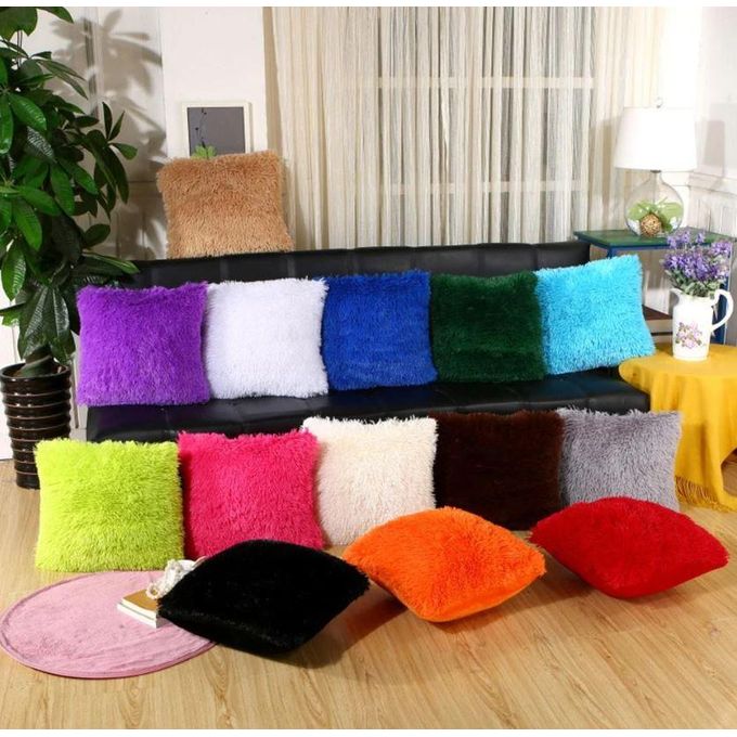 Home Deco Fluffy Plush Throw Pillow Case Cushion Covers - 18'' x 18''