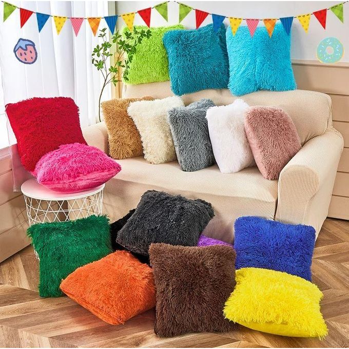 Home Deco Fluffy Plush Throw Pillow Case Cushion Covers - 18'' x 18''