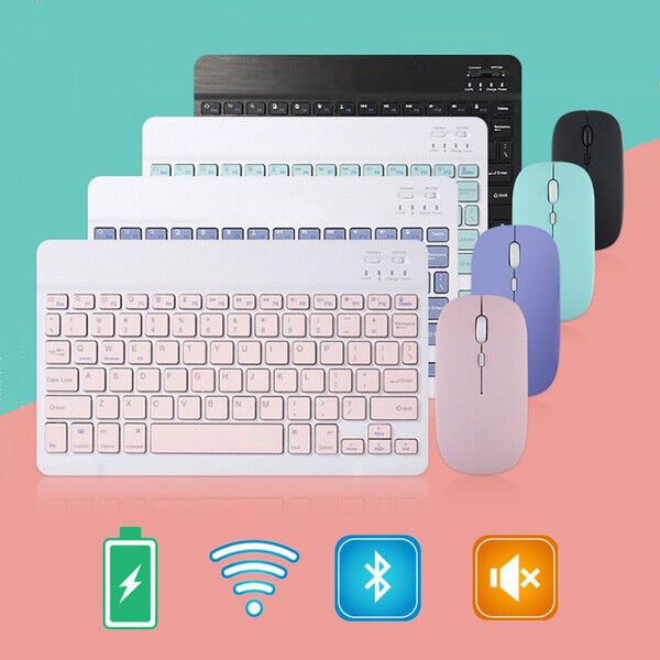 Ultra Thin Wireless Bluetooth Rechargeable USB Keyboard and Mouse Set for Computer Laptop, Phone, Ipad,and smart Tvs