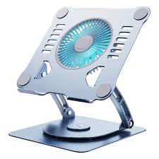 Laptop Stand With Fan  360 Rotating Base, Adjustable Height Up to 9", strong  Aluminum Laptop Riser Holder Computer Stand for Laptop 10 14 15 17 Inches