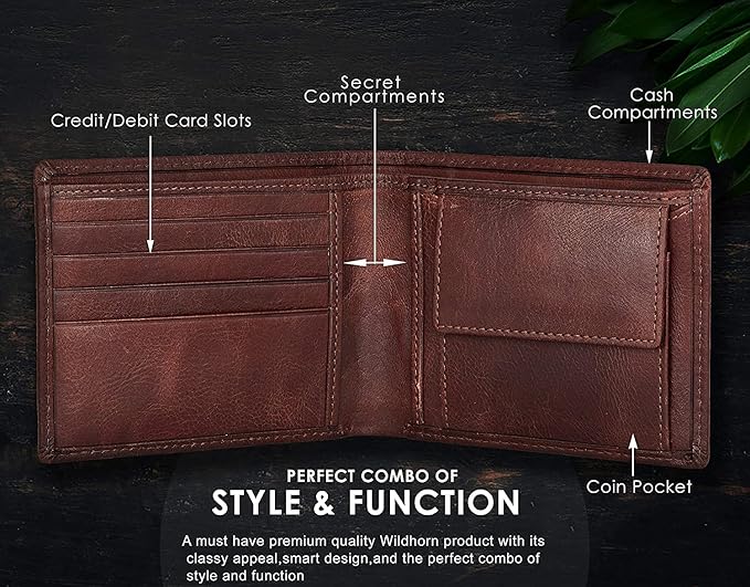 WildHorn Men’s Leather Wallet – Brown Crackle