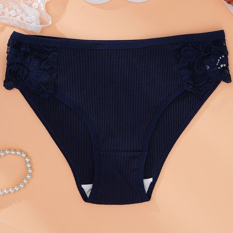 3Pcs/Set Women's Sexy Panties New Girls Panties Cotton Threaded Women's Triangle Panties Solid Color Low Waist Lace Breathable Double Layer Stalls Women's Panties