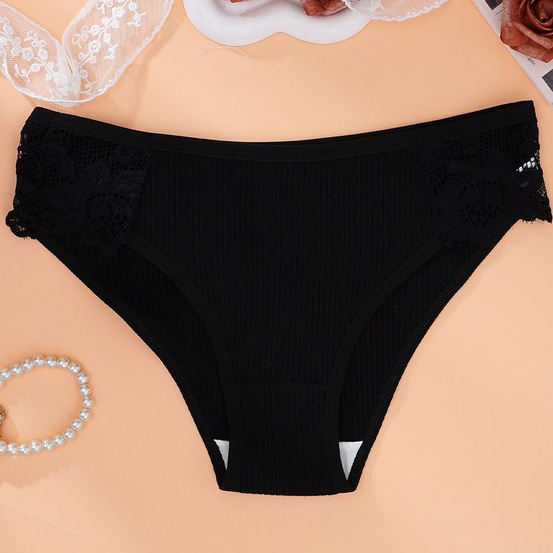 3Pcs/Set Women's Sexy Panties New Girls Panties Cotton Threaded Women's Triangle Panties Solid Color Low Waist Lace Breathable Double Layer Stalls Women's Panties