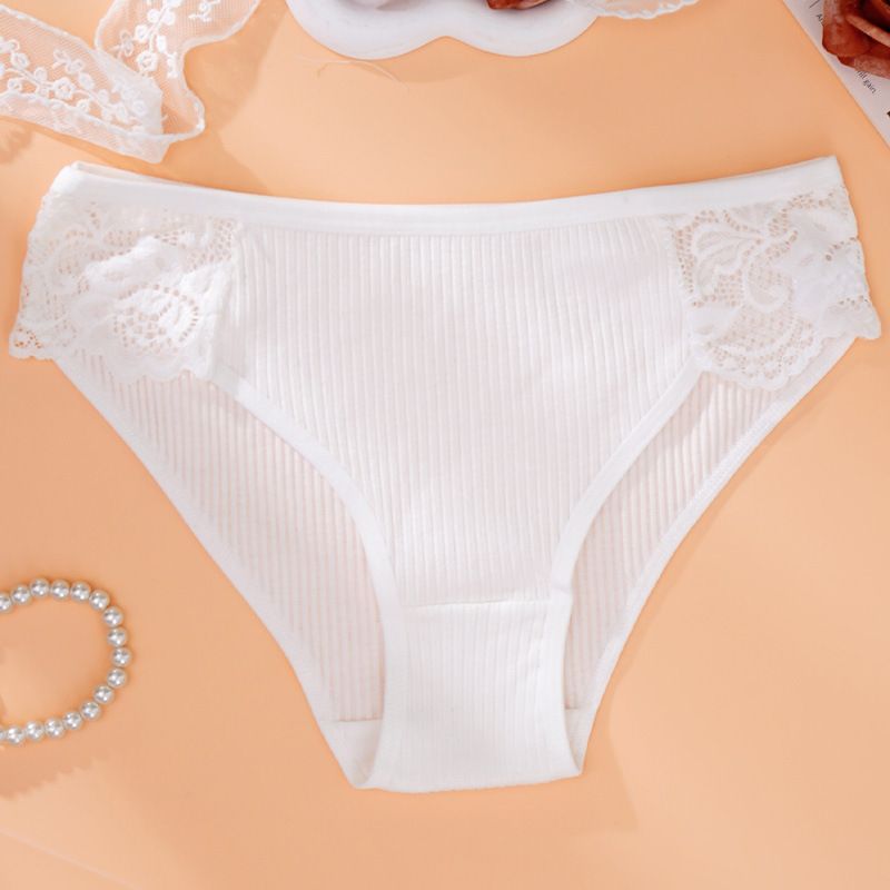 3Pcs/Set Women's Sexy Panties New Girls Panties Cotton Threaded Women's Triangle Panties Solid Color Low Waist Lace Breathable Double Layer Stalls Women's Panties