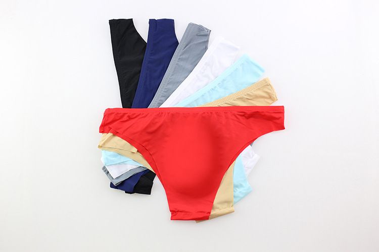 3Pcs/Pack Sexy Men's Underwear Ogun Mini Thong U Cam Pouch Traceless Low Waist Solid Color Sexy Quick Dry Ice Silk Underwear Breathable Body Shaping Tummy Tuck Antibacterial
