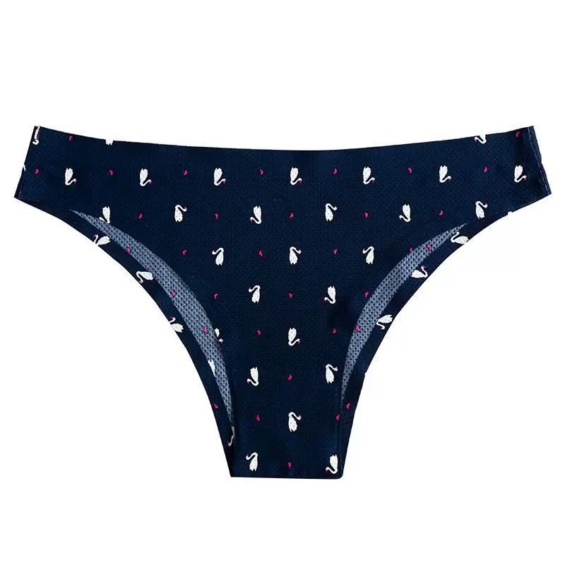 New listing 4 sets of women's printed triangle panties low waisted breathable comfortable hip lifting ladies thong seamless printed elastic panties seductive hot cotton file sexy girls bikini