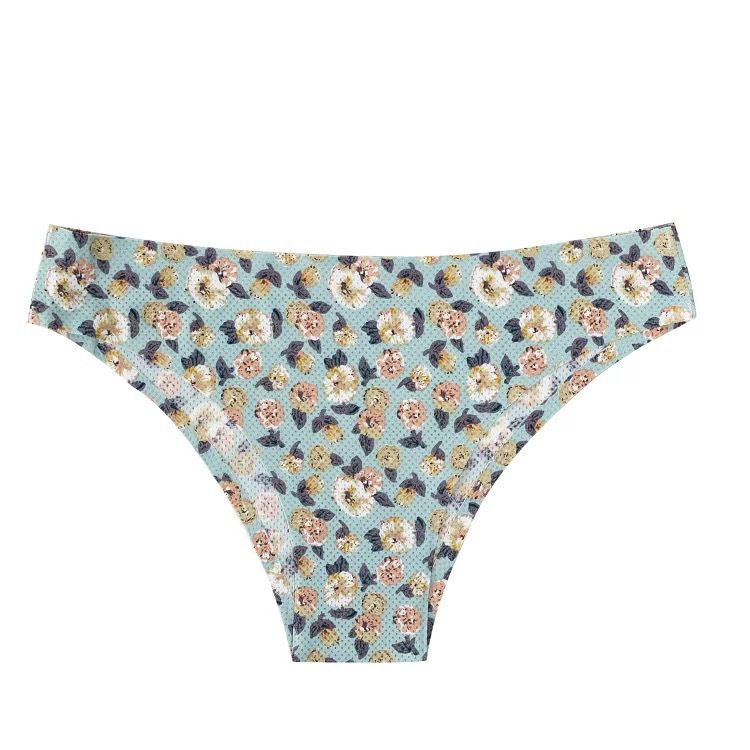 New listing 4 sets of women's printed triangle panties low waisted breathable comfortable hip lifting ladies thong seamless printed elastic panties seductive hot cotton file sexy girls bikini