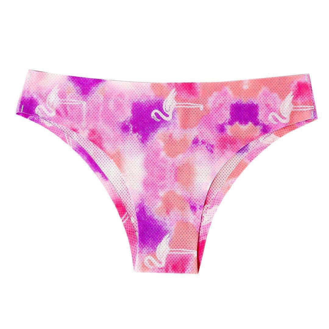 New listing 4 sets of women's printed triangle panties low waisted breathable comfortable hip lifting ladies thong seamless printed elastic panties seductive hot cotton file sexy girls bikini