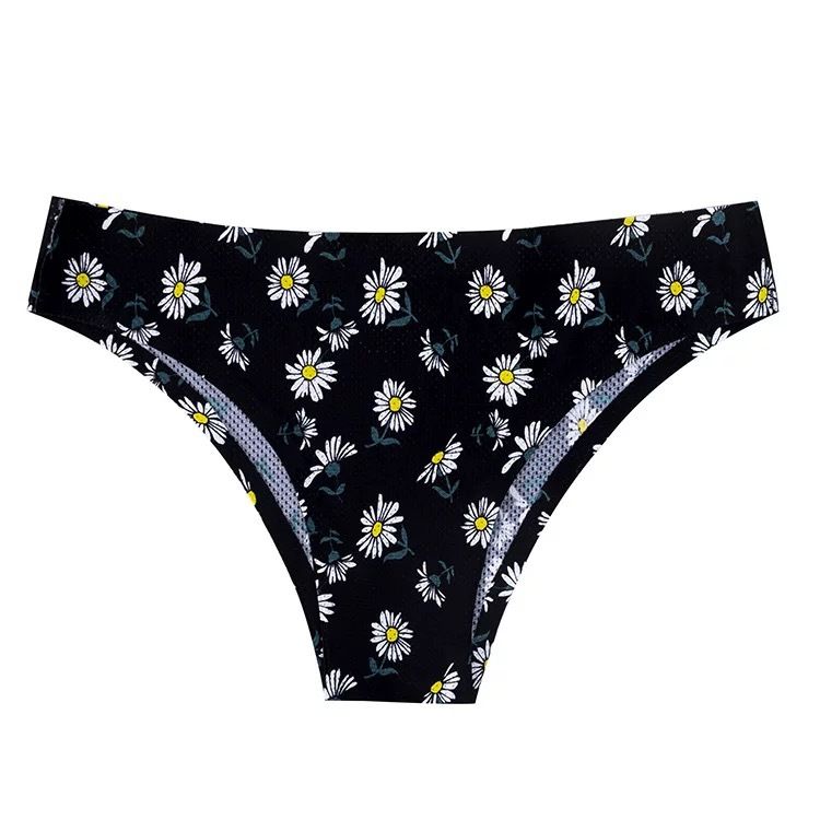 New listing 4 sets of women's printed triangle panties low waisted breathable comfortable hip lifting ladies thong seamless printed elastic panties seductive hot cotton file sexy girls bikini