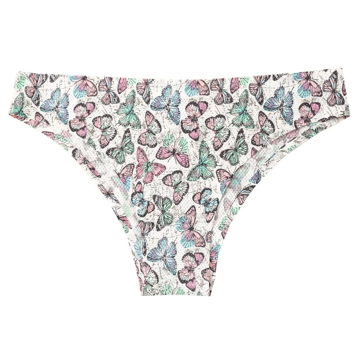 New listing 4 sets of women's printed triangle panties low waisted breathable comfortable hip lifting ladies thong seamless printed elastic panties seductive hot cotton file sexy girls bikini