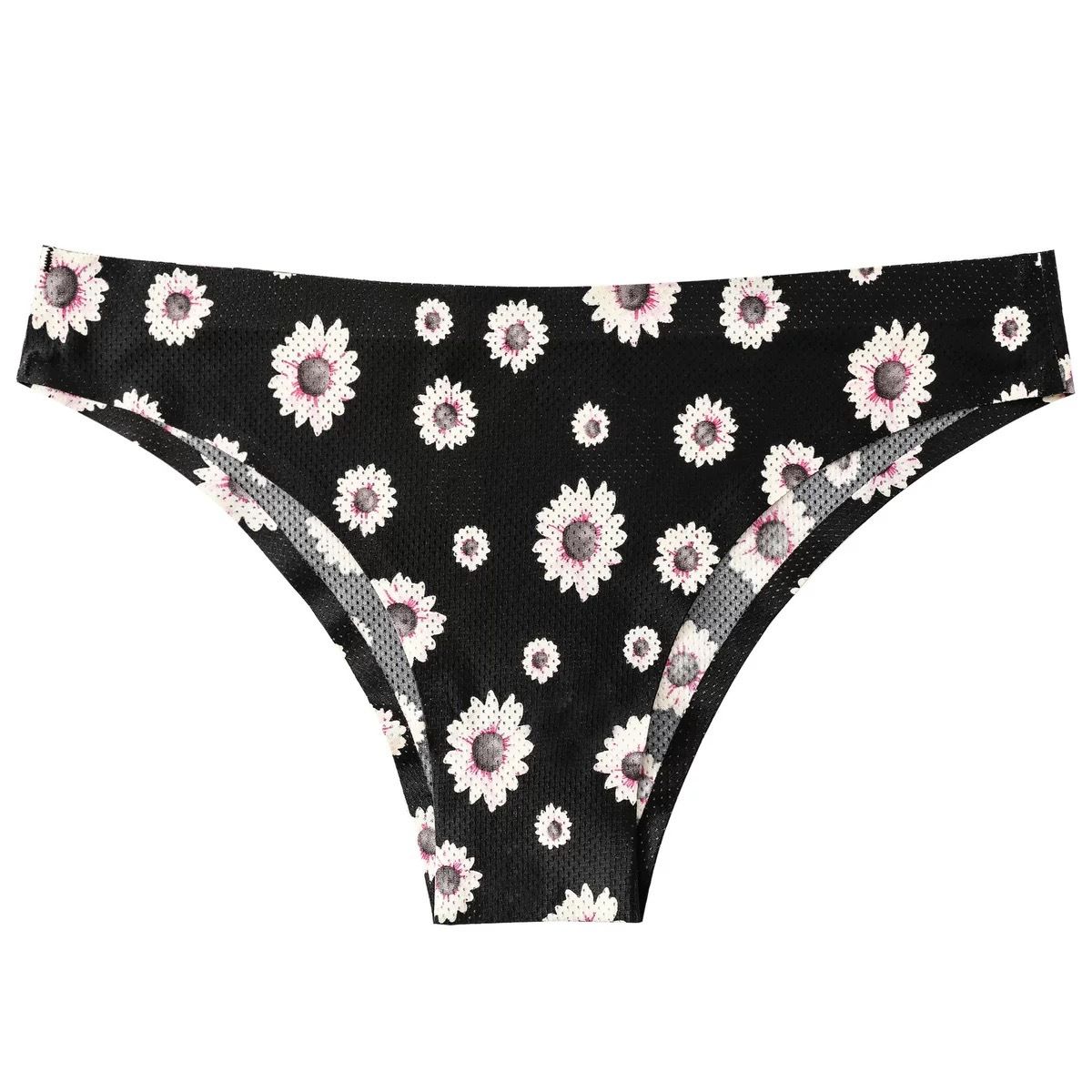 New listing 4 sets of women's printed triangle panties low waisted breathable comfortable hip lifting ladies thong seamless printed elastic panties seductive hot cotton file sexy girls bikini