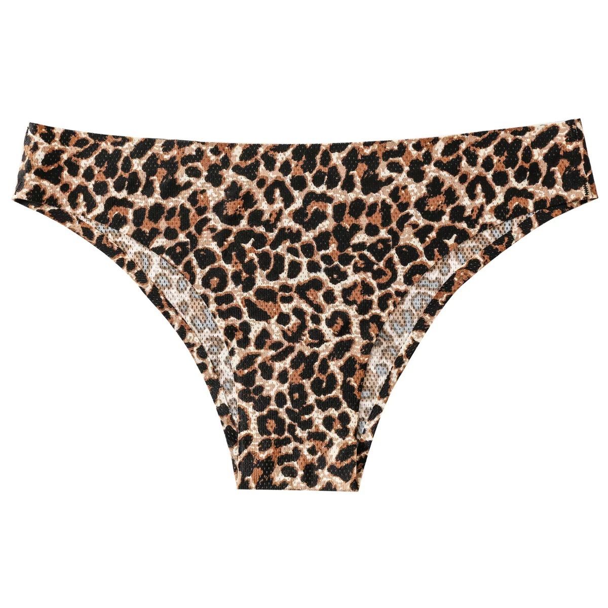 New listing 4 sets of women's printed triangle panties low waisted breathable comfortable hip lifting ladies thong seamless printed elastic panties seductive hot cotton file sexy girls bikini