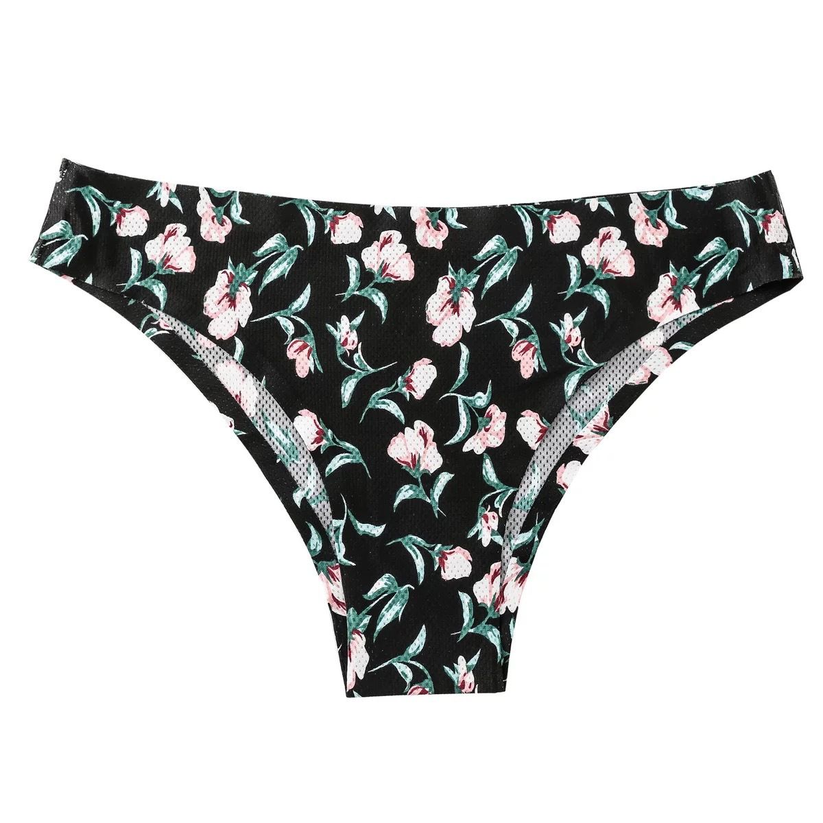 New listing 4 sets of women's printed triangle panties low waisted breathable comfortable hip lifting ladies thong seamless printed elastic panties seductive hot cotton file sexy girls bikini