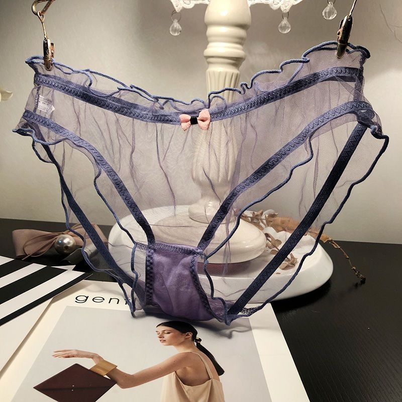 4pcs/pack average size [80-125 pounds] Candy Color Girls Lace Light Breathable Panties Women's Sweet Dopamine Low Waisted Comfortable Wear Women's Triangle Shorts No Trace, Hip Lifting, Quick Drying