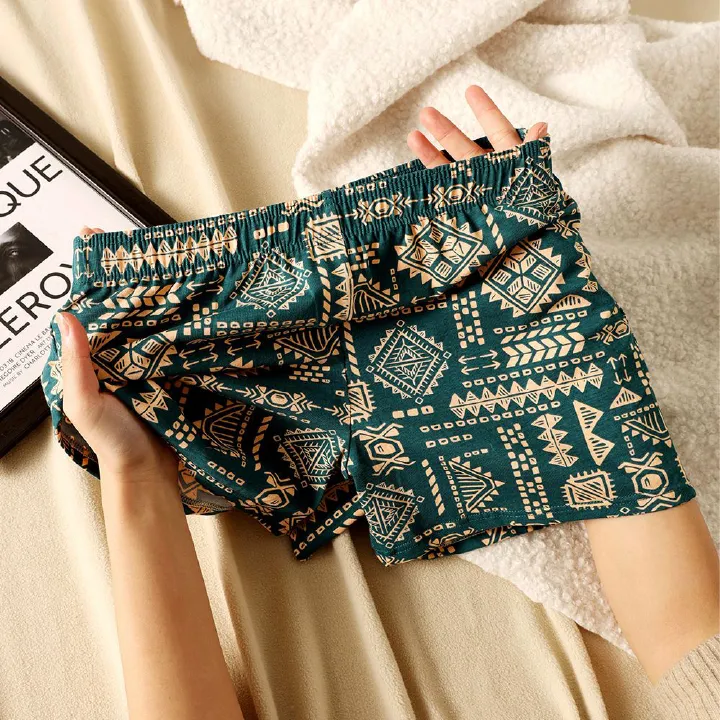 3pcs/pack vintage ethnic style men's allo pants cotton loose breathable trend amaya printing home high elasticity mid-waist men's boxer briefs