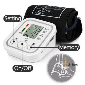Electronic Digital Arm BP Blood Pressure Monitor Machine Heartbeat Pulse Meter Test Sphygmomanometer + USB cable