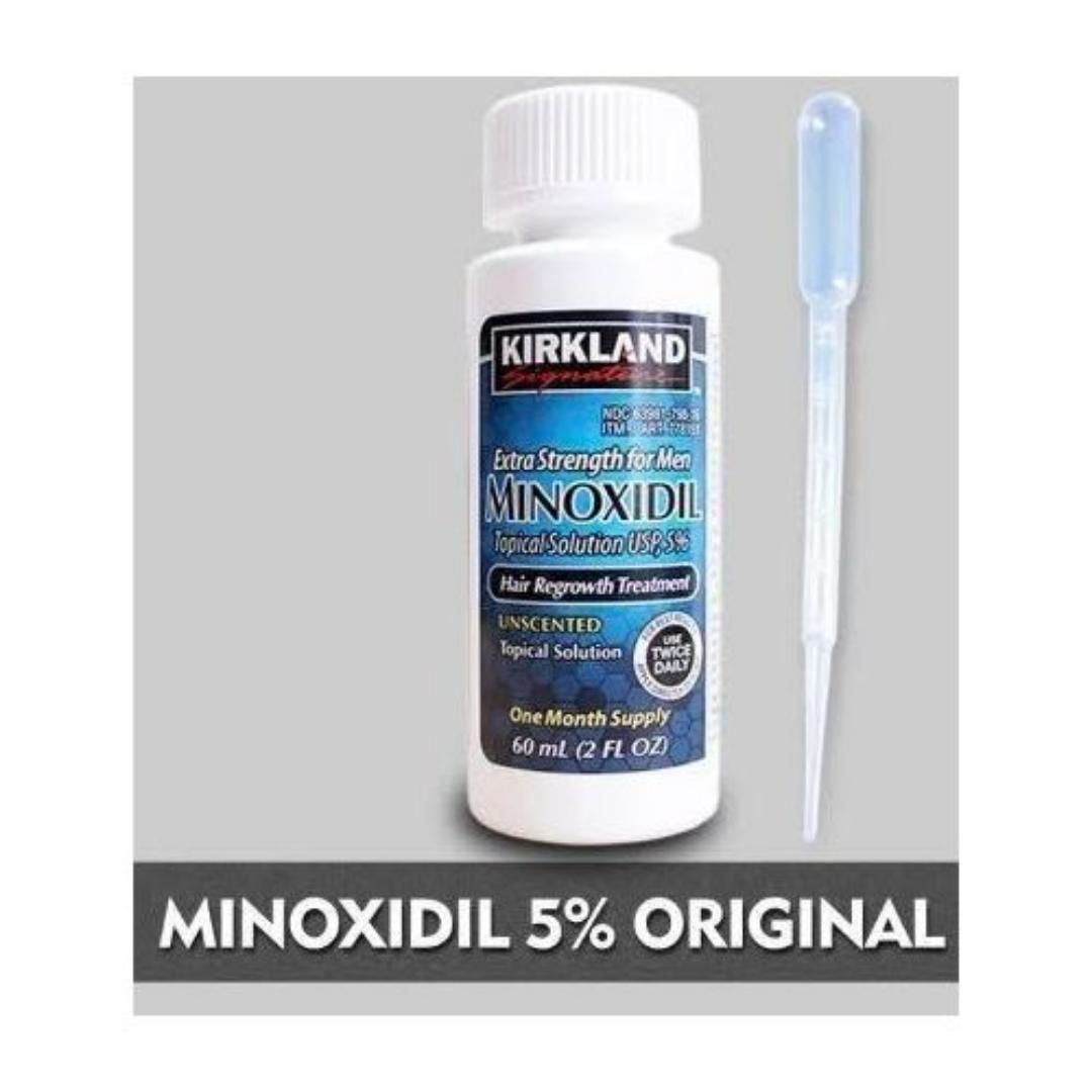 Kirkland Minoxidil 5% Extra Strength Hair Regrowth 1 MonthMinoxidil Topical Solution USP 5% for men, is a topical treatment used to help regrow hair on the top of the scalp.  This unscented product re
