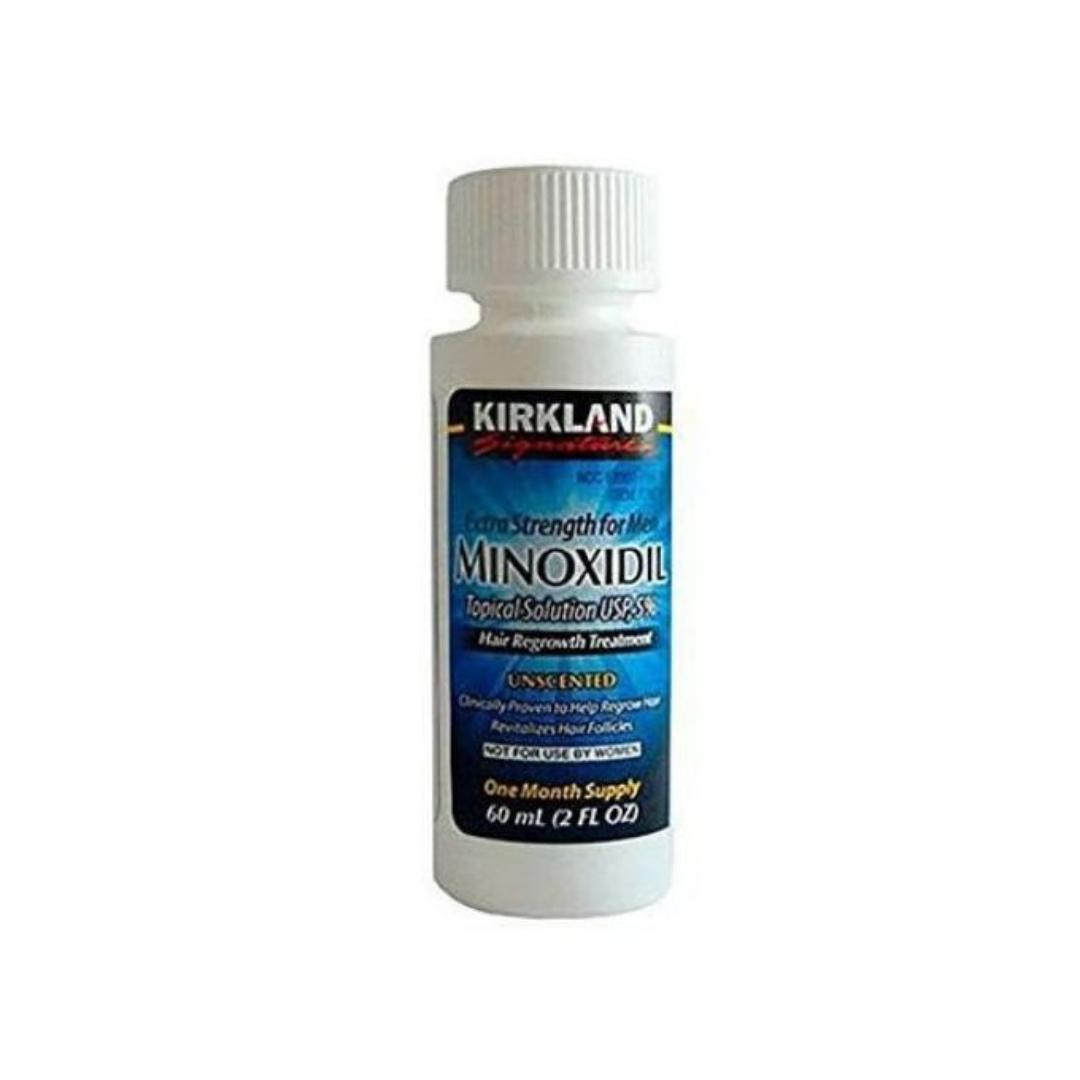 Kirkland Minoxidil 5% Extra Strength Hair Regrowth 1 MonthMinoxidil Topical Solution USP 5% for men, is a topical treatment used to help regrow hair on the top of the scalp.  This unscented product re