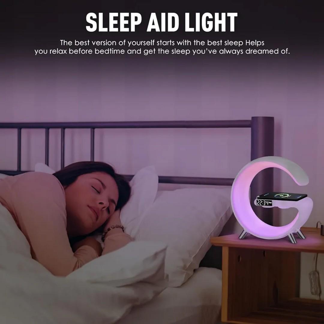 Smart LED Table Lamp, 4-in-1 Wireless Charger, Night Light, Alarm Clock, and Bluetooth Speaker with App Control for Bedroom, Office, and Home Decor (White)....Portable, pretty nice to observe. Long s