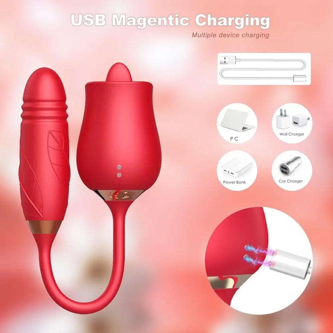Rose Toy Cli_t Sucker & Vibrating Egg Women Sex Toy- Rose Red view 6