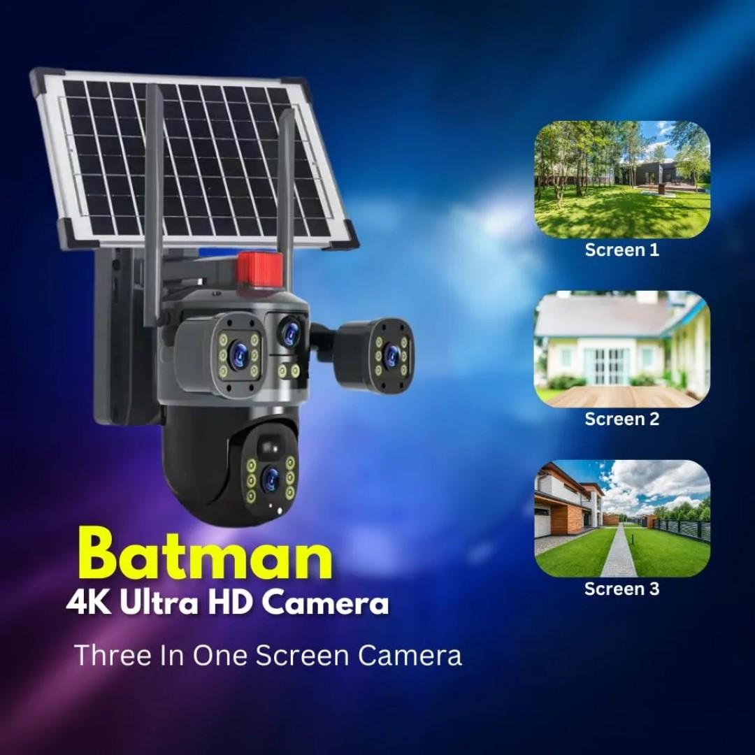 Dual-Lens/Triple-Screen View 4K Ultra HD Pan & Tilt 4G/5G Sim Based Solar Powered CCTV Security Camera for Home, Two-Way Talk, AI Powered Human Detection, PIR Motion Sensor