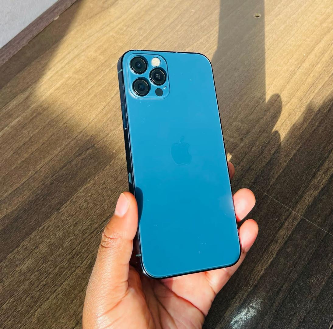 Apple iPhone 12 Pro 5G, US Version, 256GB,  Pacific Blue - - Unlocked (Renewed) ALL ORIGINAL