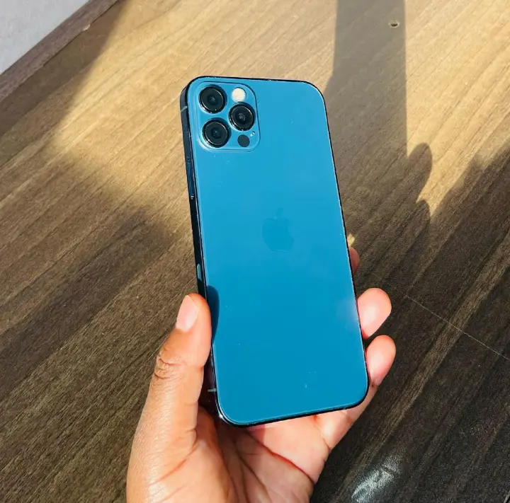 Apple iPhone 12 Pro 5G, US Version, 256GB,  Pacific Blue - - Unlocked (Renewed) ALL ORIGINAL