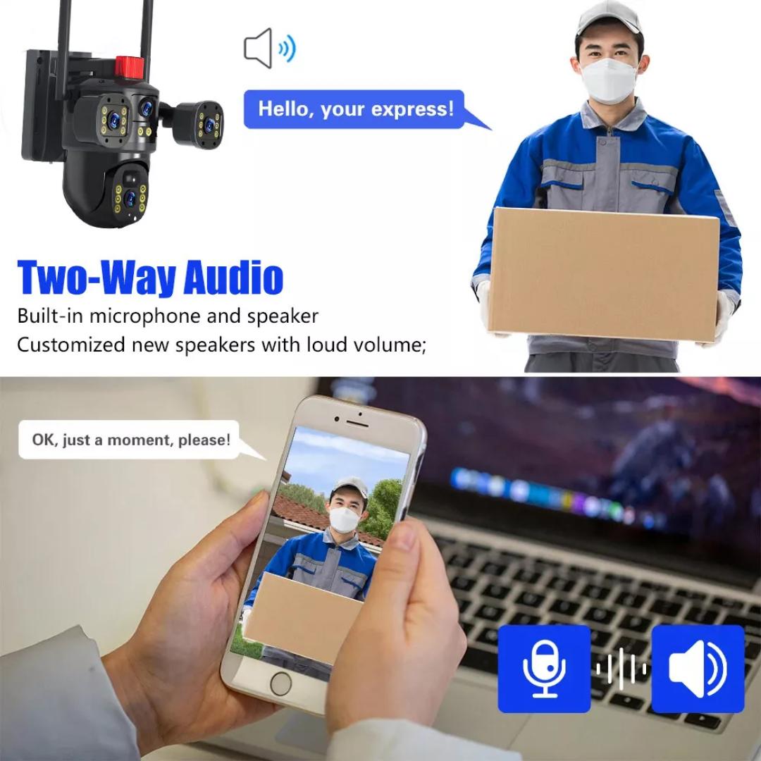 Smarthome Dual-Lens/Triple-Screen View 4K Ultra HD Pan & Tilt 4G/5G Sim Based Solar Powered CCTV Security Camera for Home, Two-Way Talk, AI Powered Human Detection, PIR Motion Sensor