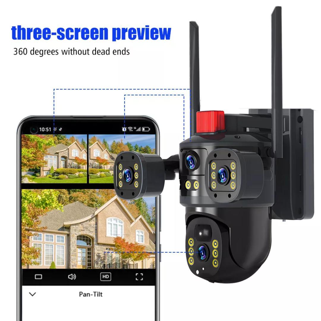 Smarthome Dual-Lens/Triple-Screen View 4K Ultra HD Pan & Tilt 4G/5G Sim Based Solar Powered CCTV Security Camera for Home, Two-Way Talk, AI Powered Human Detection, PIR Motion Sensor