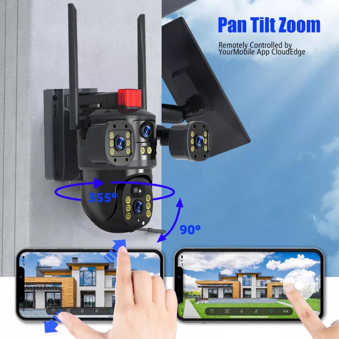 Smarthome Dual-Lens/Triple-Screen View 4K Ultra HD Pan & Tilt 4G/5G Sim Based Solar Powered CCTV Security Camera for Home, Two-Way Talk, AI Powered Human Detection, PIR Motion Sensor