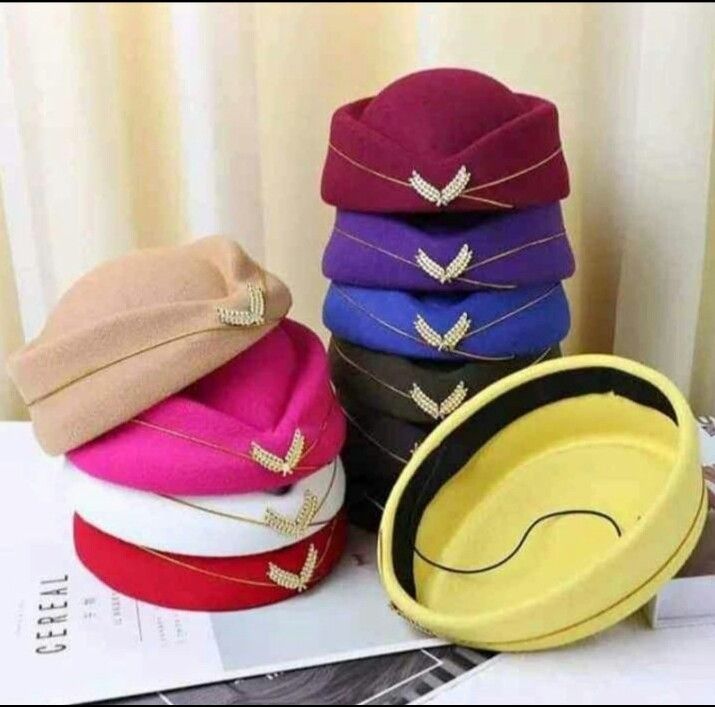 Best Deal Wool Felt Air Hostesses Beret Hat Halloween Party Cosplay Cap Beret Hats Airline Vintage Pilot Formal Uniform Cap Accessory