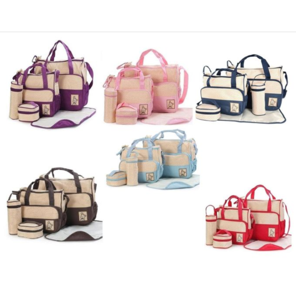 Best Deal 5-Piece Set Dotted Baby Diaper Bags