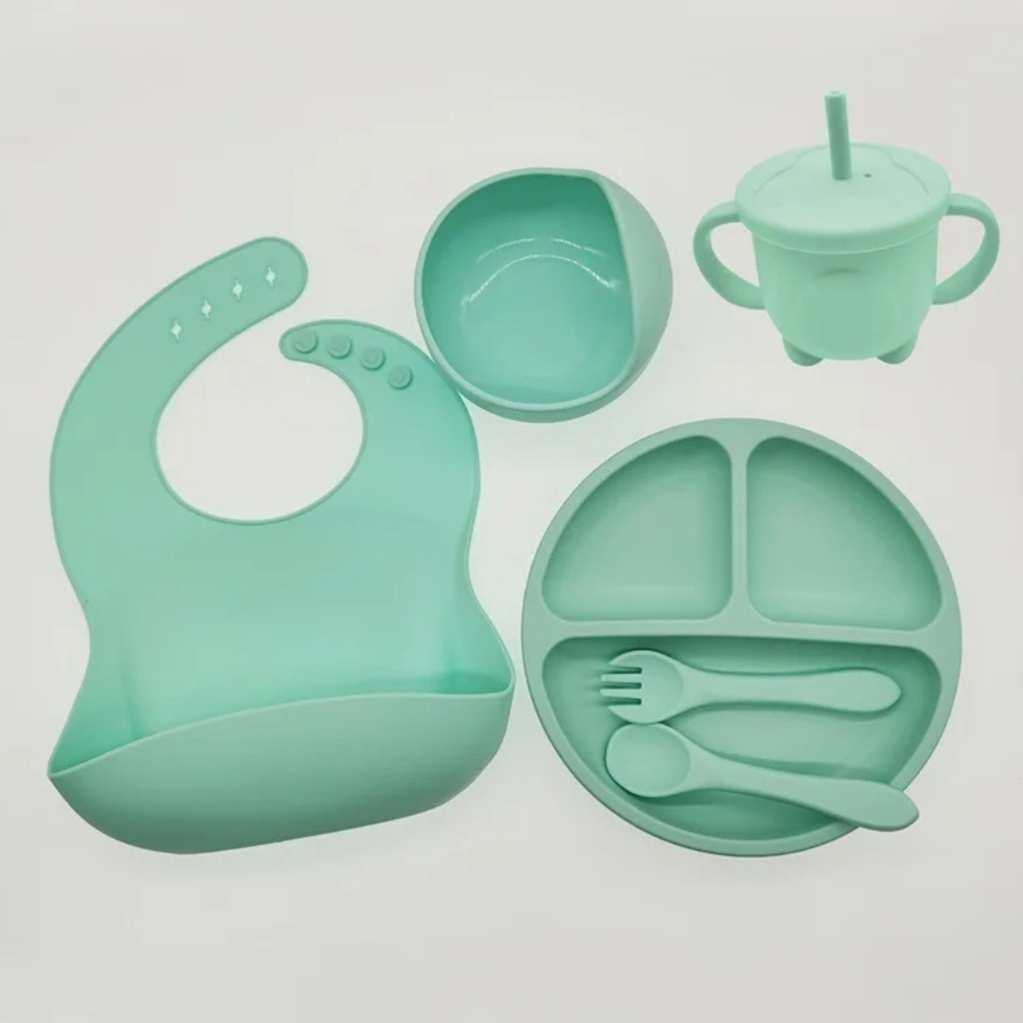 Best Deal – 6Pcs Silicone Baby Feeding Set | Safe, Non-Slip, and Easy to Clean