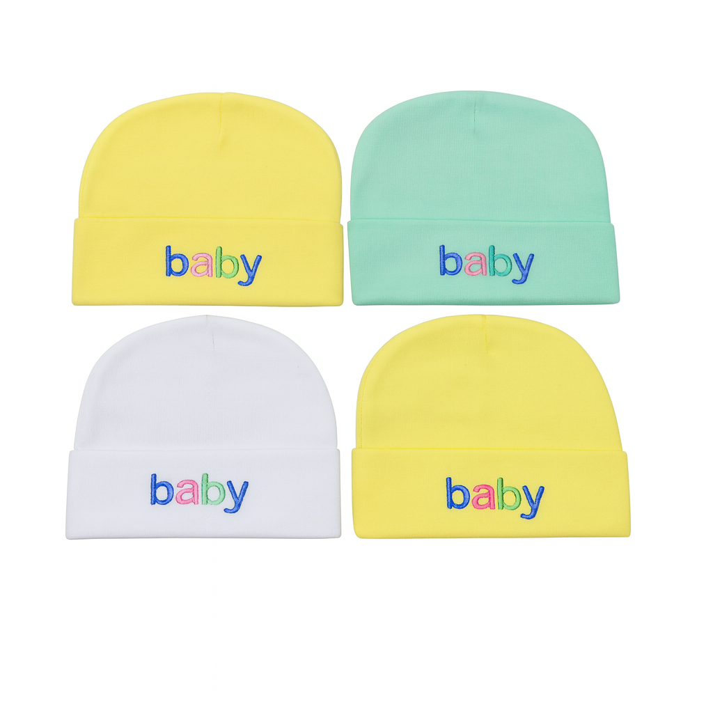 4-Piece Baby Caps Set for Newborns – Soft, Warm & Comfortable Hats for Boys & Girls
