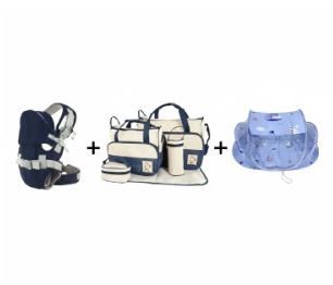 BUNDLE OFFER – 3-in-1 Baby Travel Essentials Set: Portable Baby Nest, 5-in-1 Ergonomic Carrier & Large 5-in-1 Diaper Bag