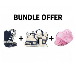 BUNDLE OFFER – 3-in-1 Baby Travel Essentials Set: Portable Baby Nest, 5-in-1 Ergonomic Carrier & Large 5-in-1 Diaper Bag