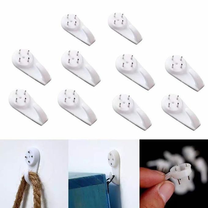 34 PCS Invisible Nail Wall Hooks Plastic Hardwall Hanger Hooks Picture Hangers Non-Mark Hook For Hanging Art Decorations Photo Frame