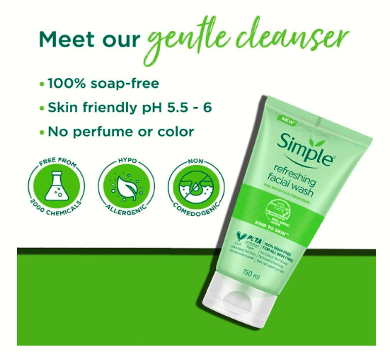 Simple Skincare – Refreshing Facial Wash / Soothing Facial Toner / Hydrating Light Moisturizer (Sold Individually or as a Set)