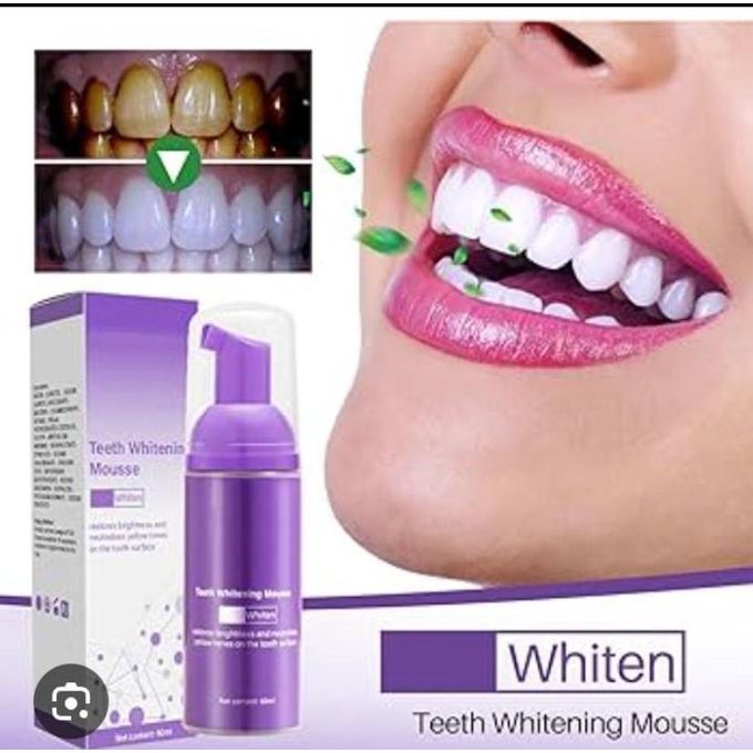 Lanthome Teeth Whitening Mousse, Refreshing Breath Deep Cleaning Foam Toothpaste Natural Mouth Wash Water, Purple Teeth Whitening Toothpaste Ultra Fine Mousse Foam