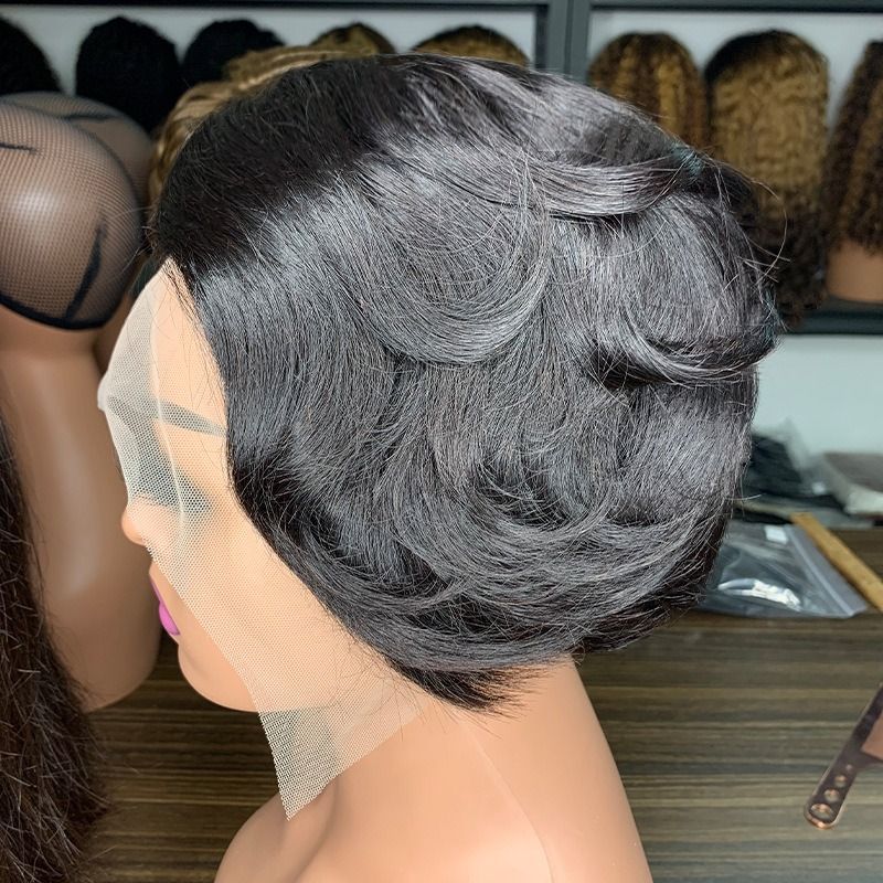 Short Pixie Cut Bob Wigs T Part Lace Front Wigs for Black Women Straight Short Bob Wigs Human Hair Wigs