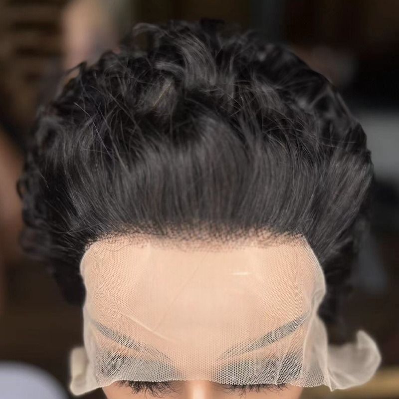 Pixie Cut Wig Short Curly Human Hair Wigs 13x1 Transparent Lace  Wigs 6inch 100% Remy Hair Wigs