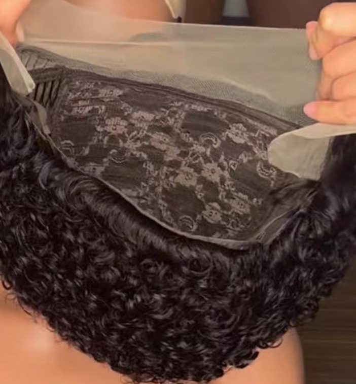 Pixie Cut Wig Short Curly Human Hair Wigs 13x1 Transparent Lace  Wigs 6inch 100% Remy Hair Wigs